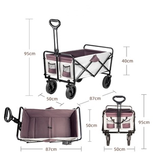 Cao cấp ngoài trời 4-bánh Xe đẩy giỏ hàng cắm trại bãi biển gấp <span class=keywords><strong>Wagon</strong></span> giỏ hàng - Product Image 4