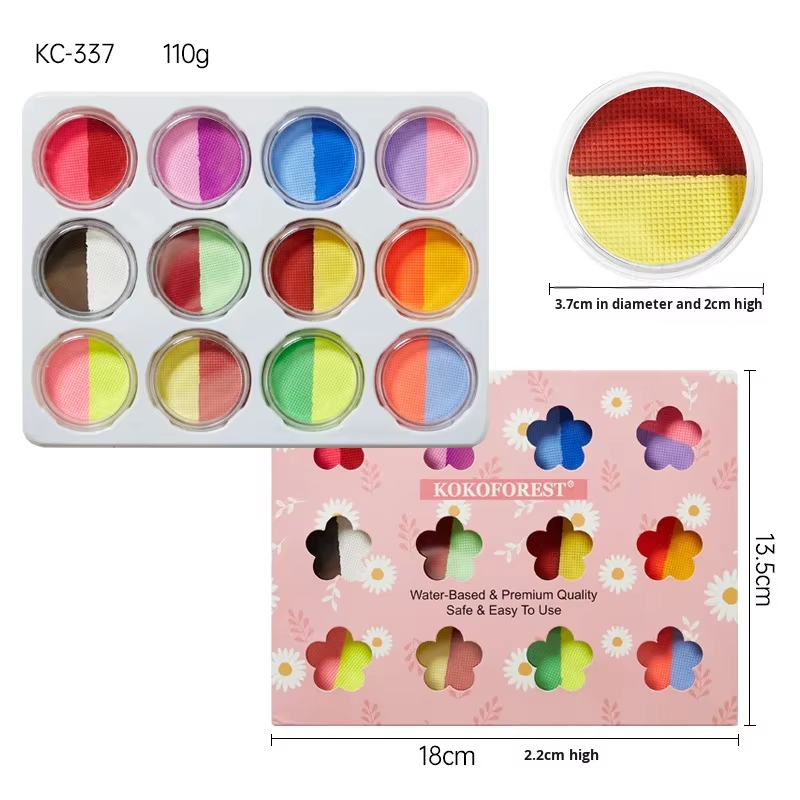 Pigmento pintado de doble sílaba en 12 colores.