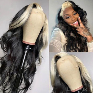 8-30 pouces Skunk Stripe Perruque Bourgogne Faits Saillants <span class=keywords><strong>Cheveux</strong></span> Humains Brésiliens Front Lace Perruque <span class=keywords><strong>Rouge</strong></span> Avec 613 Blonde Stries Perruques de <span class=keywords><strong>Cheveux</strong></span> Humains - Product Image 6