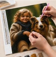 Kit de Peinture Diamant Personnalisé DIY 5D avec Perles Rondes en Acrylique – Portrait d'Animal de Compagnie Personnalisé – Cadeau pour Décoration Intérieure