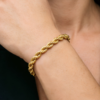 Pulsera Minimalista de Acero Inoxidable con Cadena de Cuerda Trenzada, Chapada en Oro de 18K, Resistente al Agua, Unisex, Joyería Apilable para Uso Diario