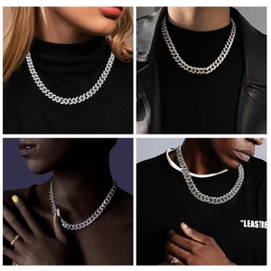 Hiphop Takıları 6mm İki Sıralı Mozanit Kolye VVS Mozanit Elmas S925 Gümüş Kolye Buzlu Mozanit Küba Zinciri Kolye - Product Image 4
