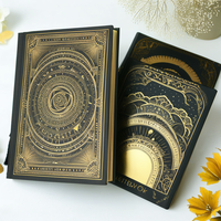 Journal intime en cuir PU noir taille A5 de haute qualité Cahier à reliure spirale de conception d'estampage doré avec bord doré