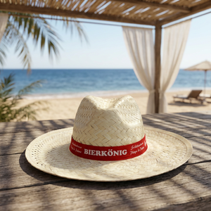 Natural Panama Straw Floppy <b>Hats</b> Handmade Hand Embroidery Unisex <b>Summer</b> with Customizable Size Made in Vietnam From Eco2go - Product Image 1