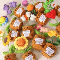 Plantes en pot tricotées à la main, fleurs réalistes en tricot, ornements de table pour la maison, jouet en peluche exquis, énergie positive.