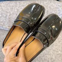 Nouveaux Mocassins Tabi en Cuir Véritable et Daim pour Hommes et Femmes, Chaussures Plates à Enfiler pour le Bureau, Hiver Automne, Semelle en Caoutchouc