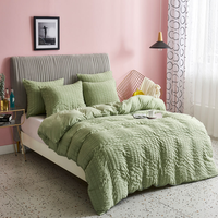 Ensemble de housse de couette trois pièces sur mesure, couleur unie, en polyester seersucker 200TC, lavable et portable, pour la maison