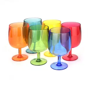 Set bestehend aus 6 unzerbrechlichen 12 Unzen Acryl-Kunststoff-Wein- und Wasserbecher stapelbaren Kelchern (mehrfarbig, 12 Unzen)