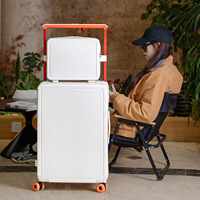 Valise à roulettes de cabine 20 pouces avec serrure à combinaison, résistante aux chutes, roues multidirectionnelles silencieuses et trousse de maquillage
