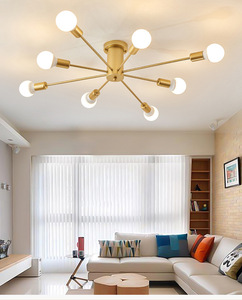 HFBH Lustres modernes lumières noir/or rétro araignée lumière Semi encastré plafonnier Vintage métal étoile éclairage - Product Image 3