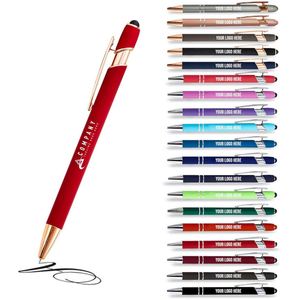 Custom Logo 2 in 1 Rose <b>Gold</b> Metal Ballpoint <b>Pen</b> With Stylus 1.0mm Novelty Aluminum Soft Touch Screen Engraved Promotional <b>Pens</b> - Product Image 1