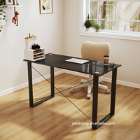 Table de maison Bureau de chambre Bureau d'écriture simple Table d'étude d'étudiant Table d'ordinateur en verre trempé simple