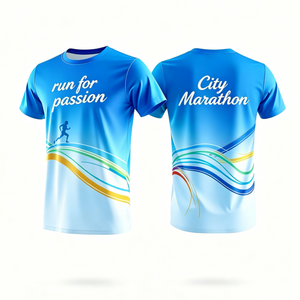 Maglietta da Corsa con Sfumatura Blu-<span class=keywords><strong>Viola</strong></span> per Sublimazione, con Motivo Personalizzato per Organizzazione Eventi Maratona Urbana - Product Image 3