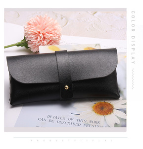 Nouvel étui à lunettes en cuir souple, tendance et élégant, pochette pour lunettes de soleil, fermeture à bouton unique, support pour lunettes en cuir PVC - Product Image 4