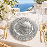 Assiette de Présentation Texturée de Luxe en Plastique 13 pouces, Revêtement Poudré, Décorative Gaufrée, Décoration de Table Moderne et Élégante pour Mariage