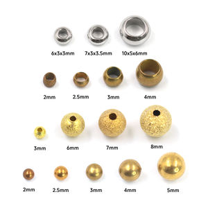 Insumos de Joyería Jialin de Acero Inoxidable, Cuentas Espaciadoras de Latón Crudo en Metal Dorado y Plateado, Forma Redonda/Pera/Acanalada Dentada Grande - Product Image 1