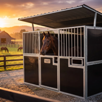 Box de manège équestre en acier galvanisé avec panneaux HDPE de 10 mm pour ferme et ranch