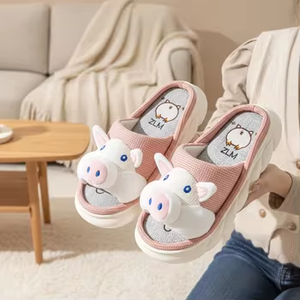 Pantofole in Cotone e Lino per Tutte le Stagioni, Simpatici Animali Cartoon, Suola Spessa Antiscivolo, per Uso Esterno e Domestico, per Donne - Product Image 5