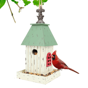 <span class=keywords><strong>Cottage</strong></span> en bois classique moderne Mangeoire à oiseaux en bois massif Motif <span class=keywords><strong>animal</strong></span> de luxe pour oiseaux sauvages Jardin extérieur Maisons pour animaux de compagnie Meubles - Product Image 1