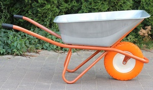 Carretilla de Jardín de Acero Reforzado de 100L, Color Naranja, para Construcción, con Rueda de Poliuretano, Venta al por Mayor - Product Image 4