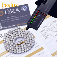 Fealux Bijoux fins Hip Hop Or blanc Argent 925 Chaîne Moissanite VVS Diamant Chaîne Tennis Bracelet Collier pour Hommes Femmes