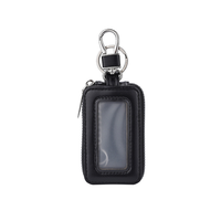 Porte-clés de voiture universel avec fermeture éclair, pochette rectangulaire avec fenêtre visible, en cuir PU, sac de rangement pour clés de voiture, porte-clés de voiture personnalisé