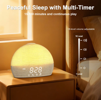Lampu Bangun Tidur dengan Mesin Suara Putih dan Jam Alarm LED di Samping Tempat Tidur dengan Desain Kain