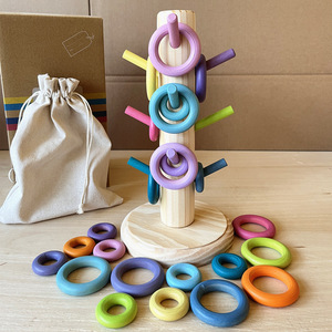 Cross-Border Children's Wooden INS Rainbow Rings Color CE Classification CPC Interlocking <b>Building</b> <b>Blocks</b> for 3-6 Years Old - Product Image 1