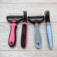 Brosse de bain pour chien Brosse d'épilation pour chat Double face Peigne de démêlage Coupe-noeud de fourrure pour animaux de compagnie Outils de perte de toilettage pour chiens