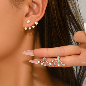 Star Stud <b>Earrings</b> With Diamond Inlay For Party Fashion Jewelry Stainless Steel Ear <b>Posts</b> - Product Image 1