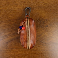 Nouvelle pochette rétro pour homme en cuir tanné végétal, faite à la main, avec effet vieilli par frottement de couleur, sans fermeture, pour rangement de clés, à suspendre à la ceinture, style antique, fabriquée en Chine