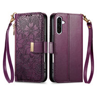 Sac de pochette pour étui de carte de crédit de haute qualité pour Samsung Galaxy A05/A05S/A15/A25/A35/A55/A56 style feuille avec longue sangle