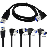 Cable USB 3.0 de Tipo A Macho a Tipo B Macho, Cable en Ángulo Recto de 90 Grados para Impresora, Monitor, Estación de Acoplamiento, Discos Duros Externos, Escáner