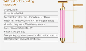 Shein Tiktok Beauty Products Women T字型24Kリアルゴールドマッサージビューティーバー、振動フェイスケアマッサージャー付き - Product Image 3