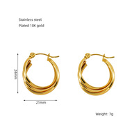 Ganku Vente en gros Boucles d'oreilles créoles tendance pour femmes en acier inoxydable plaqué or 18 carats avec motif géométrique ajouré, accessoires cadeaux pour fêtes