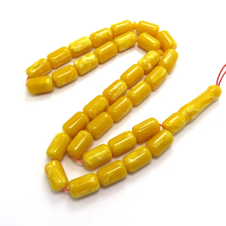 Arabic Jewelry men's bracelet yellow color resin prayer beads cylinder 9*16mm 33beads Muslim rosary misbaha tesbih