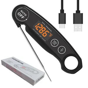 Type-C Rechargeable Digital BBQ Probe Digital Meat Thermometer for Oven Microwave Grilling Hot Water