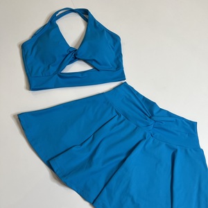 ชุดบราเล่นกีฬาครอสโอเวอร์ด้านหน้าของผู้หญิง2ชิ้นกระโปรงเทนนิสชุดเล่นเทนนิส - Product Image 6