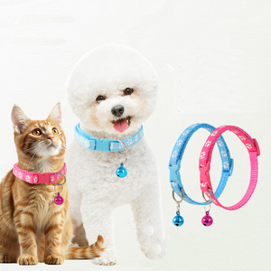 Collier réglable pour animaux de compagnie avec clochette, patch en tissu motif patte unique, boucle de sécurité pour chiens et chats - Vente en gros - Product Image 5