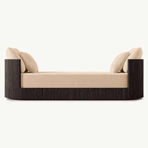 Canapé-lit RH haut de gamme en chêne américain, taille personnalisable, cadre nervuré cannelé, banquette de chambre <span class=keywords><strong>à</strong></span> coucher rembourrée de luxe RH - Product Image 6