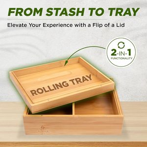 Scatola portaoggetti Subtle Rolling Tray - Grande scatola in bambù con ampio spazio per organizzare gli accessori per le erbe - Con convertibile incluso - Product Image 3