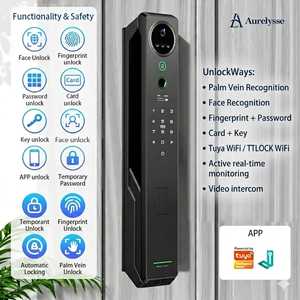 Aurelysse 2026 Serrure Intelligente à Déverrouillage par Veine Palmaire, Reconnaissance Faciale 3D, Interphone Vidéo, Haute Sécurité, Bois, WiFi, OEM ODM Usine - Product Image 1