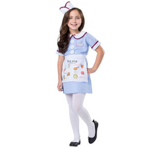 Vente en gros d'uniformes Offre Spéciale Robe à manches courtes Costume de serveuse pour <span class=keywords><strong>restaurant</strong></span>, jeu de rôle pour enfants - Product Image 2
