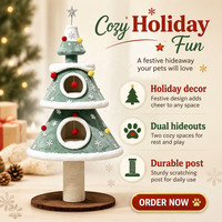 Arbre à chat de Noël moderne et luxueux, tour d'escalade pour chat d'intérieur, griffoir en peluche, maison pour chat avec jouet, matériau en sisal, 4 niveaux, en carton
