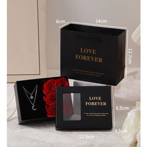 Cross-border Creative Valentine's Day Gift Set Ring Necklace <b>Rose</b> Jewelry Box Windowed Gift Box <b>Soap</b> Flower Ornament - Product Image 3