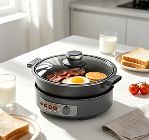 Marmite électrique multifonctionnelle détachable 6L, cuisinière électrique avec <span class=keywords><strong>plaque</strong></span> de <span class=keywords><strong>cuisson</strong></span>, revêtement antiadhésif, vente en gros usine, OEM disponible - Product Image 5