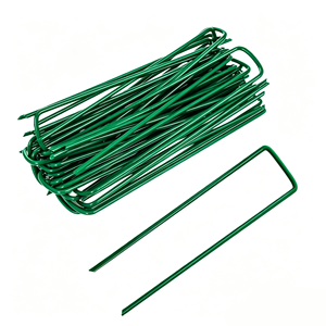 Estacas <span class=keywords><strong>de</strong></span> sujeción en forma <span class=keywords><strong>de</strong></span> U <span class=keywords><strong>de</strong></span> acero galvanizado modernas DaringFish con revestimiento <span class=keywords><strong>de</strong></span> plástico para barrera contra malas hierbas, césped, invernadero y fijación <span class=keywords><strong>de</strong></span> acolchado. - Product Image 1