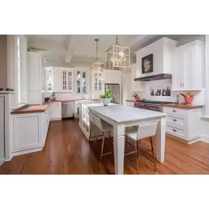 Armoire de cuisine en bois massif de style luxueux avec dessus en marbre Aisdecor, imperméable, blanche - Product Image 2