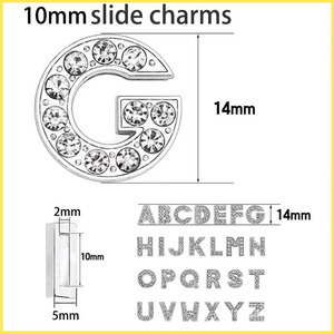 Bán Buôn 8Mm Kẽm Hợp Kim Trượt Quyến Rũ Hợp Kim Rhinestone Chữ Quyến Rũ Pha Lê Kỹ Thuật Số Chuỗi Cho Tự Làm Vòng Đeo Tay Làm Đồ Trang Sức - Product Image 6