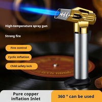 Briquet de cuisine à flamme jet réglable de luxe, coupe-vent, avec logo personnalisé, torche au butane, verrou de sécurité, pour cigares, cigarettes, cadeaux d'affaires